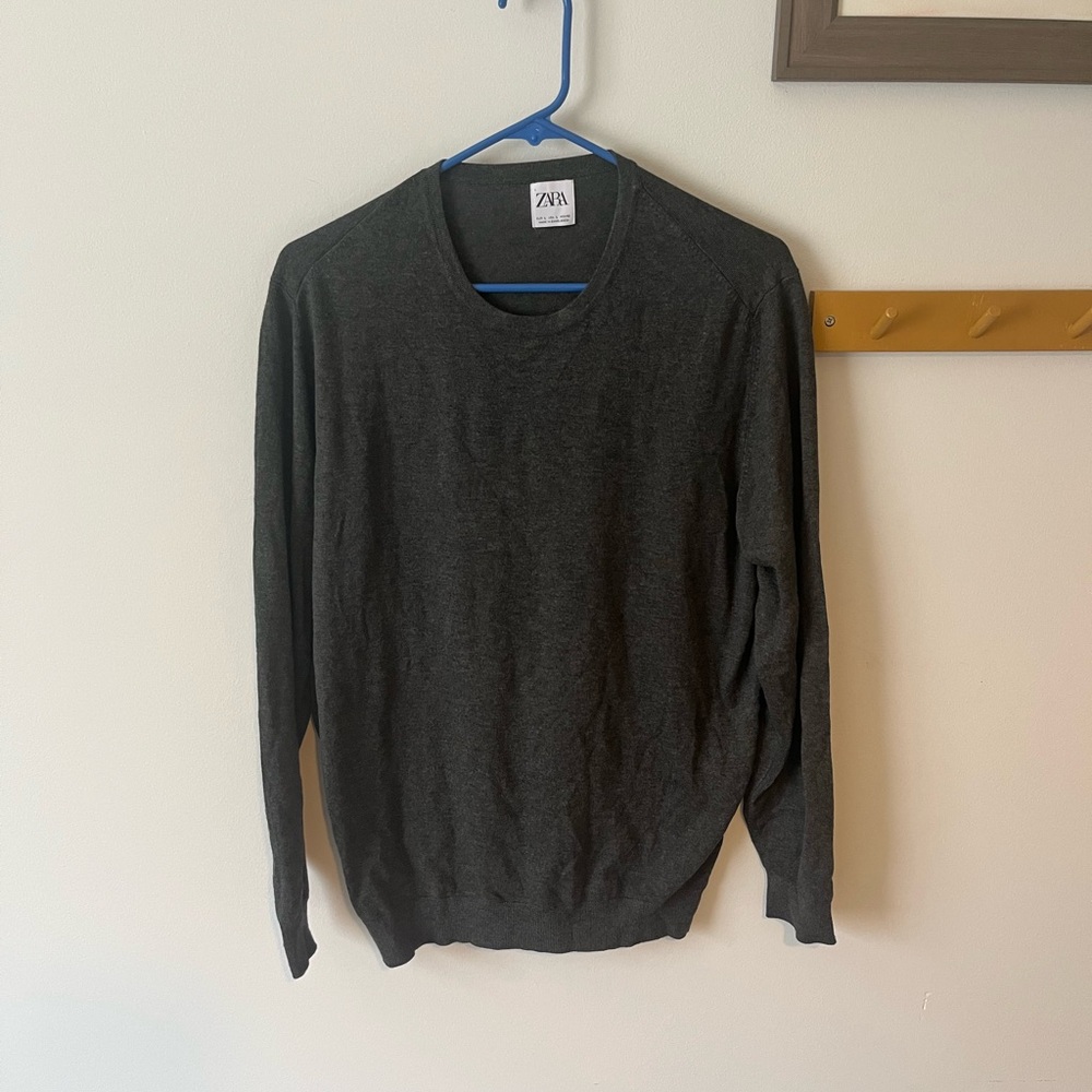 Zara Men's Charcoal Crewneck Sweater